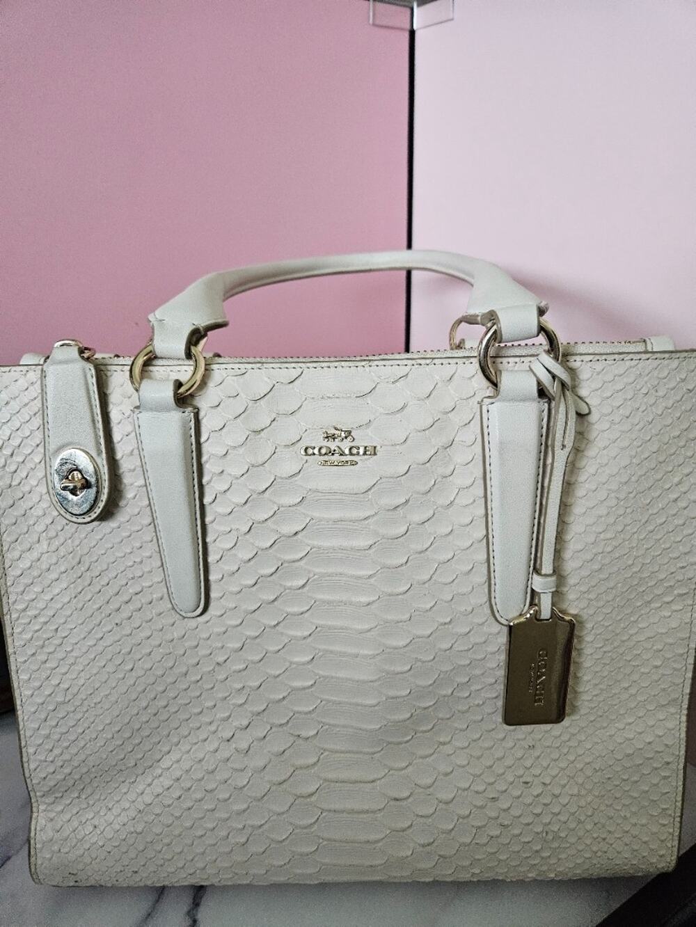 Coach Crosby Carryall in Python Embossed Leather